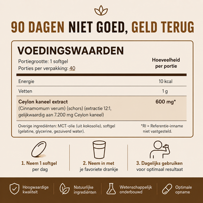 DAGKRACHT™ - Ceylon Kaneel Complex 7200mg gelijkwaardig met MCT olie