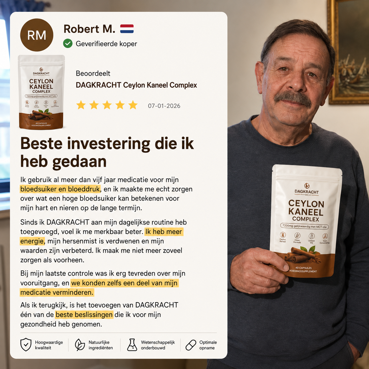 DAGKRACHT™ - Ceylon Kaneel Complex 7200mg gelijkwaardig met MCT olie